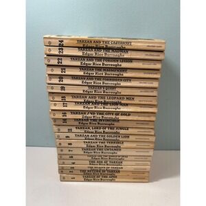 Tarzan Series by Edgar Rice Burroughs White Ballantine Lot of 19 Vtg Paperbacks